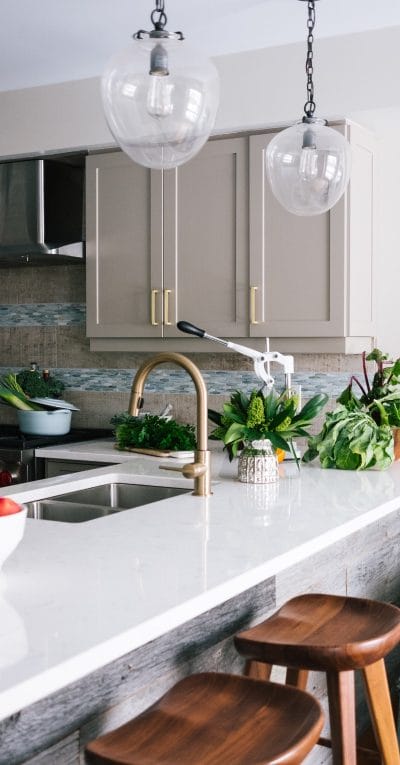 A white kitchen worktop